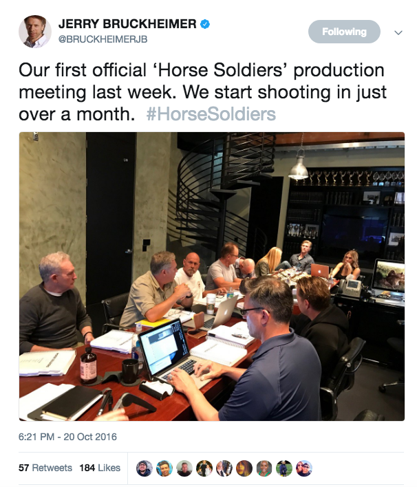 Jerry Bruckheimer prepping for the Horse Soldiers film on Twitter