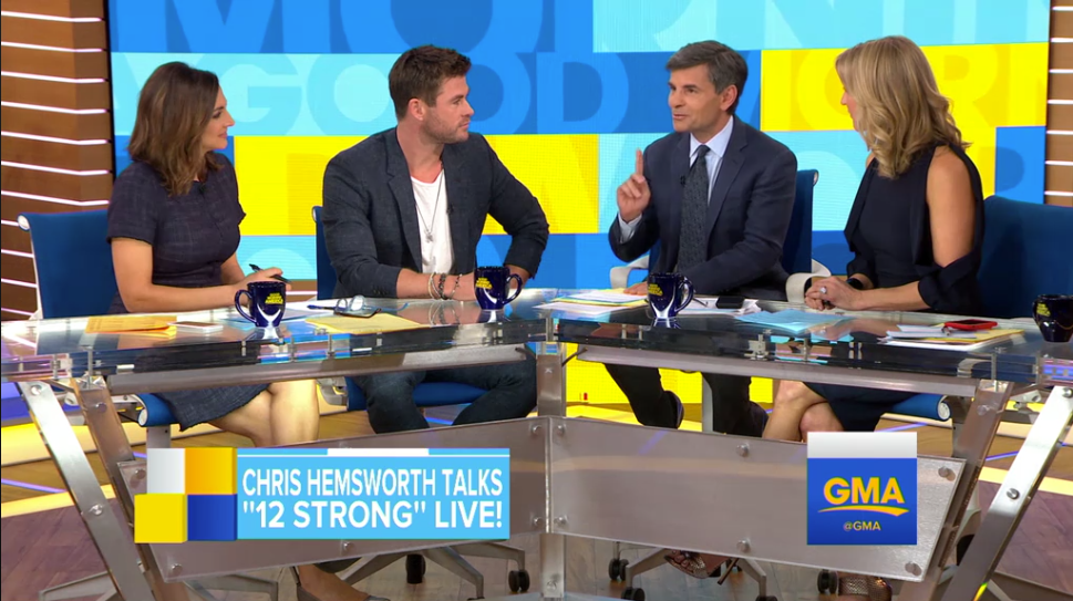 Chris Hemsworth and co on Good Morning America discussing 12 Strong